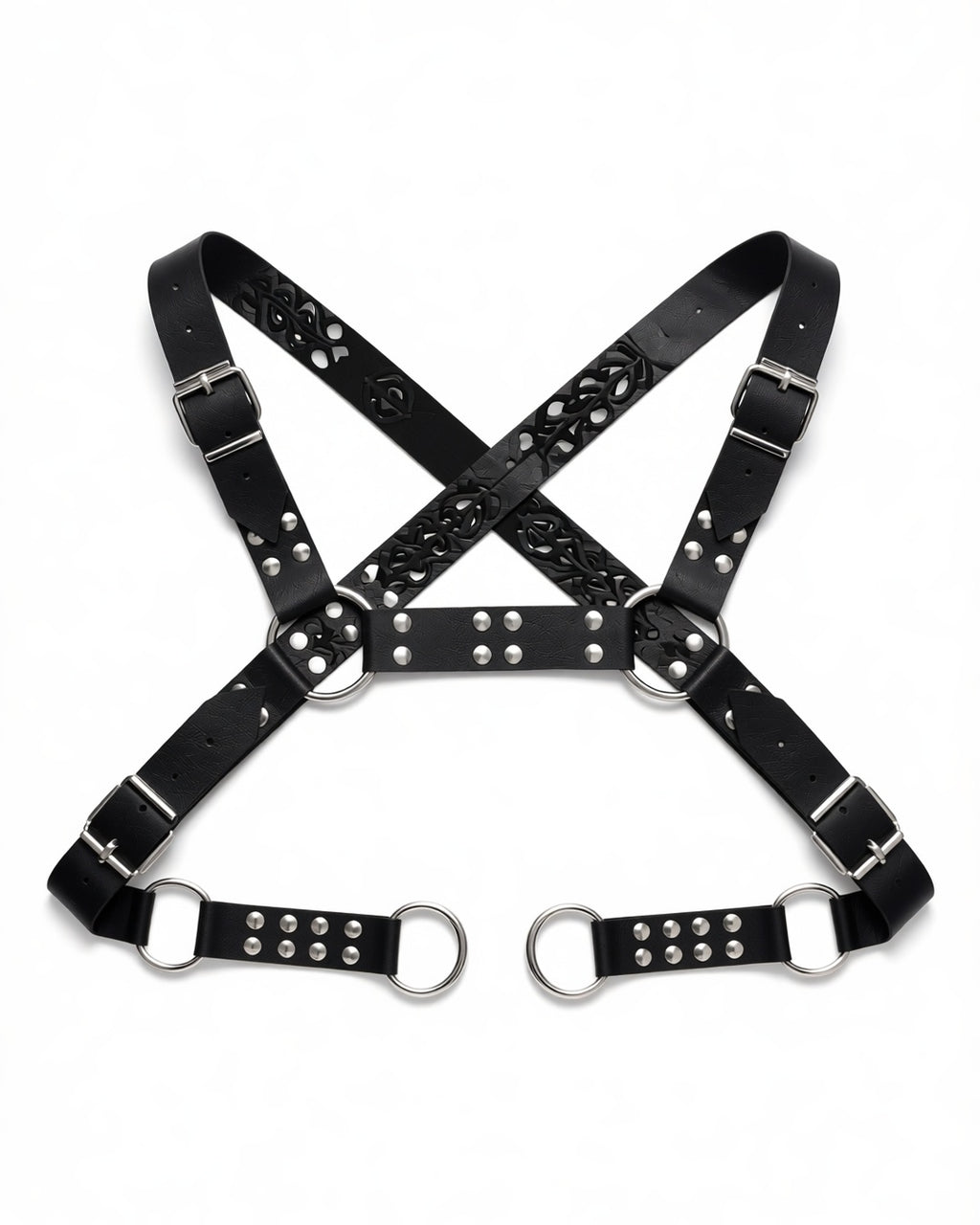 Gothic Chest Harness Body Strap, laid flat to show the full piece.
