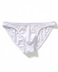 Men's Sheer Low-Rise Briefs in White, laid flat to show the full piece.