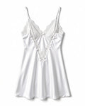 Plus Size Lace Trim Backless Slip Dress, laid flat to show the full piece.