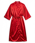 Plus Size Long Satin Robe, laid flat to show the full piece.