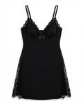 Plus Size Nightdress with Lace Side Panels, laid flat to show the full piece.