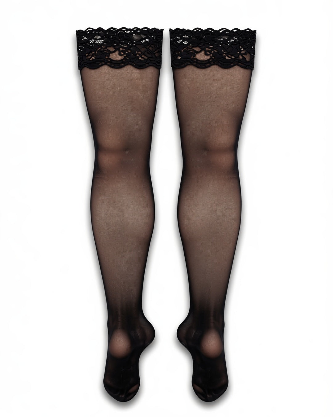 Plus Size Silicone Grip Lace Thigh Highs, laid flat to show the full piece.