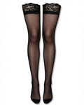 Lace Top Sheer Thigh-High Socks, 3 Pairs in 3 x Black, laid flat to show the full piece.