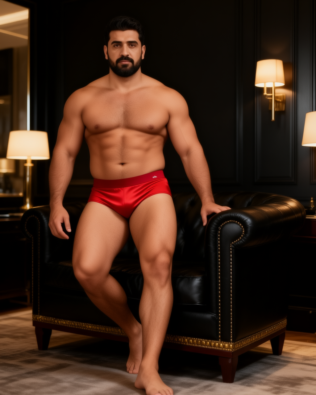 Men's Satin-Finish Low-Rise Briefs, front view on model Omar (EUP-M02).