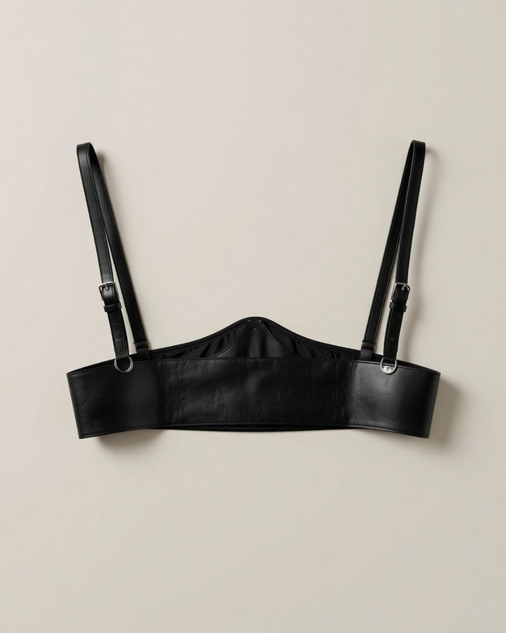 Faux Leather Waist and Chest Harness Corset Belt, laid flat to show the full piece.