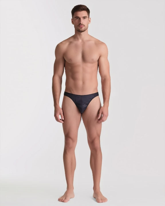 Men's Sheer Low-Rise Briefs, short video of model Karim (EUP-M01) turning slowly. onmodel