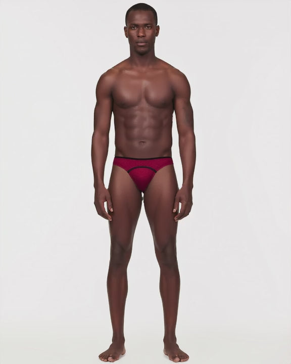 Men's Low-Rise U-Pouch Mesh Briefs, short video of model Tarek (EUP-M03) turning slowly. onmodel