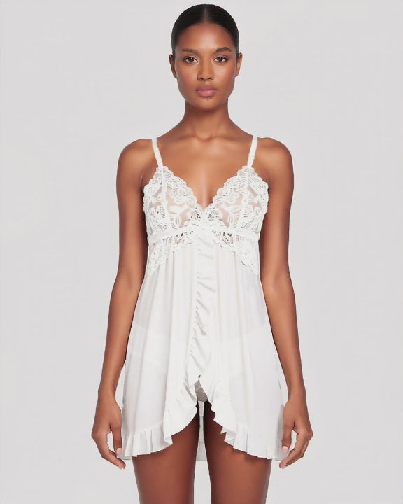 Lace V-Neck Slip Dress, short video of model Amira (EUP-W03) turning slowly. onmodel